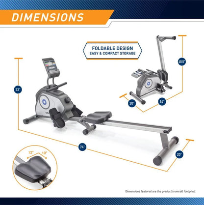 Marcy NS-40503RW Foldable Magnetic Rower Home Gym w/ LCD Monitor & 8 Resistance Levels