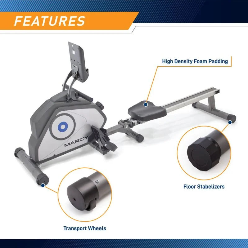 Marcy NS-40503RW Foldable Magnetic Rower Home Gym w/ LCD Monitor & 8 Resistance Levels